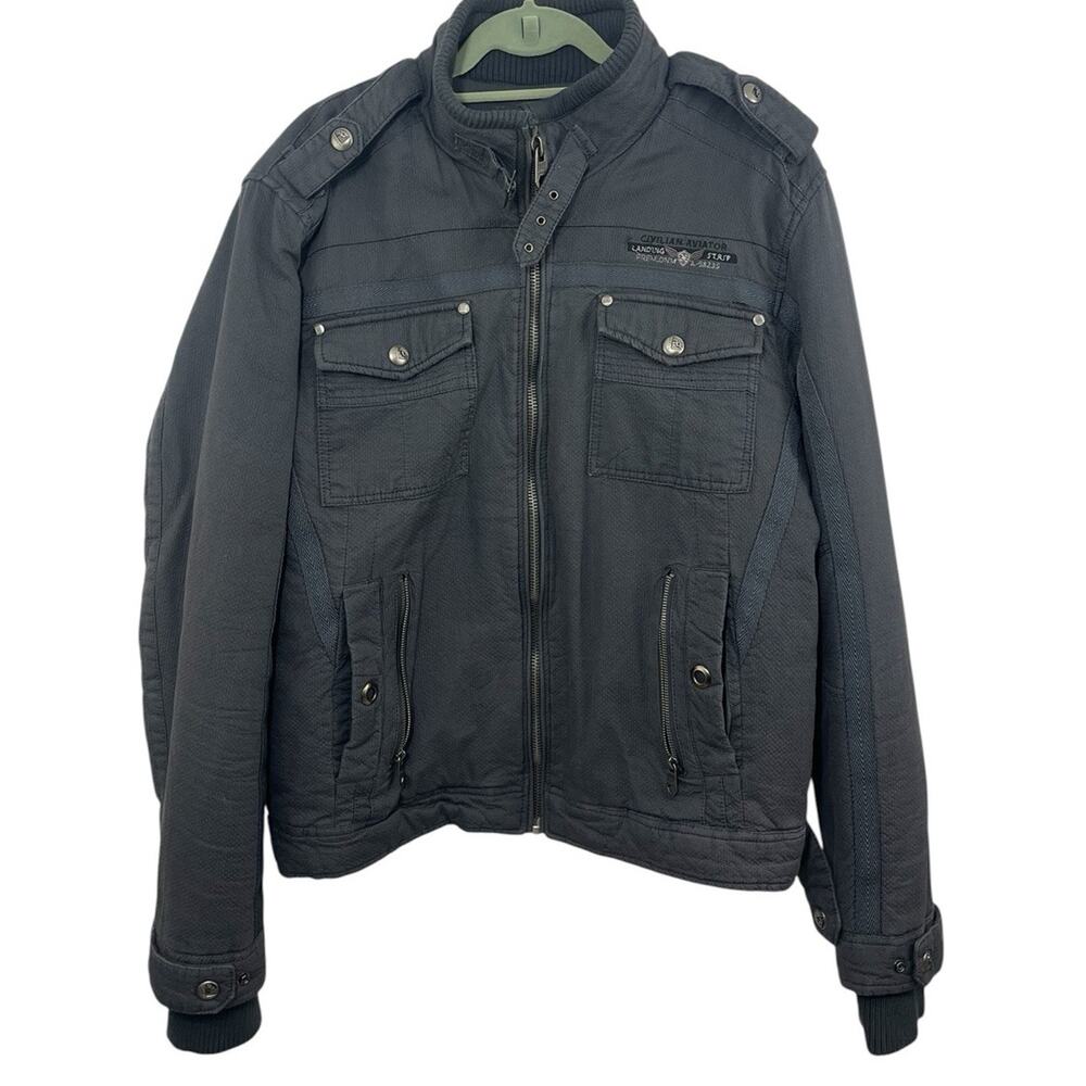XIOS Gray Military Aviator Chore Field 2XL Outdoor Jacket Utility Men’s Zipper